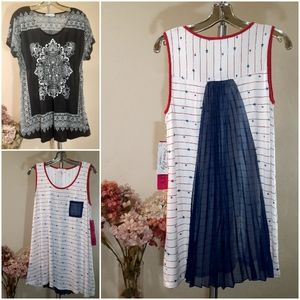 #BOGO NWT Siren Lily Sheer Back Top  + Black &White Paisley Top